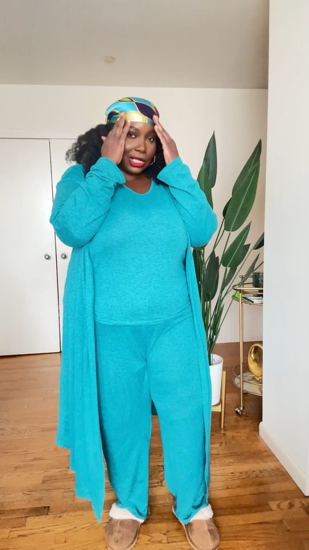 Outfit of the day. I love a cute lounge set. This is one of my faves. I added a color matching scarf. 

#LTKMidsize #LTKootd #LTKPlusSize