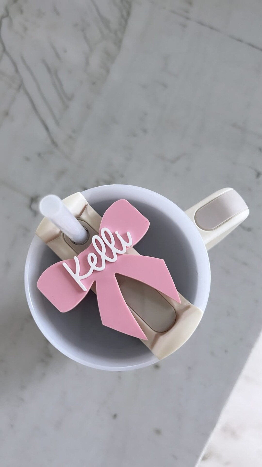 Pearl Bow 20/30 or 40 Oz Stanley Tumbler Lid Topper, Personalized Stanley Tumbler Topper, Name Pl... | Etsy (US)