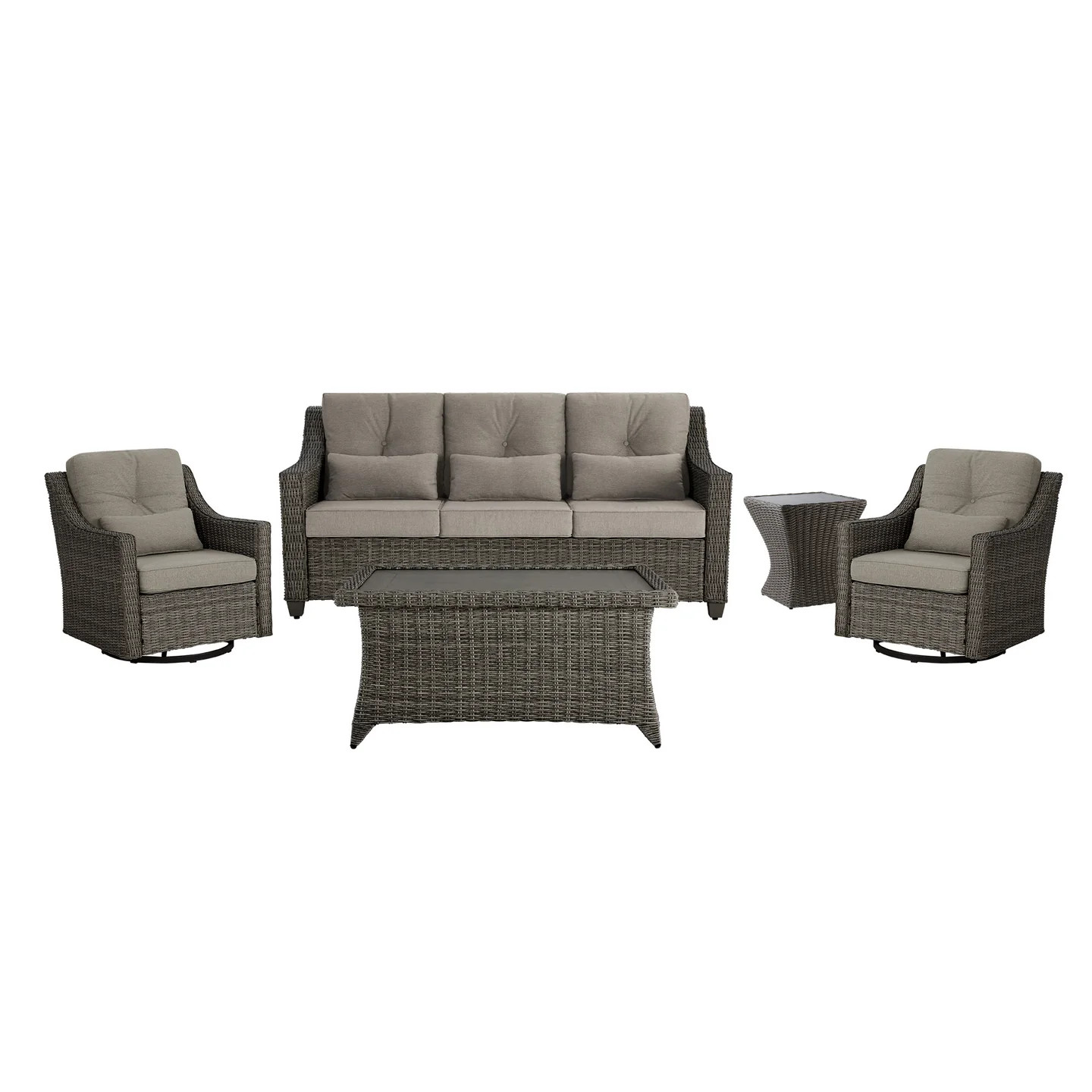 Elara Outdoor Rattan Sofa Set with Rocking Chairs and Coffee Table | Rattan Patio Sofa Seatings | Chita