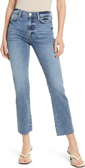 FRAME Le High Raw Hem Ankle Straight Leg Jeans | Nordstrom | Nordstrom