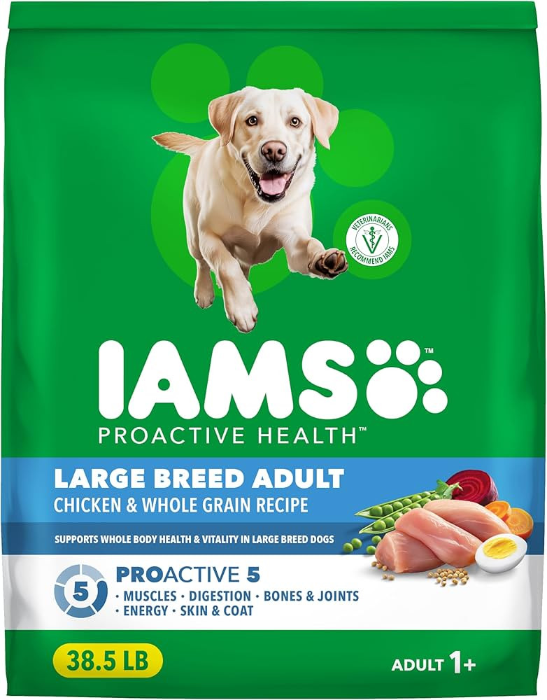 IAMS Proactive Health Large Breed Adult Dry Dog Food with Real Chicken, 38.5 lb. Bag | Amazon (US)