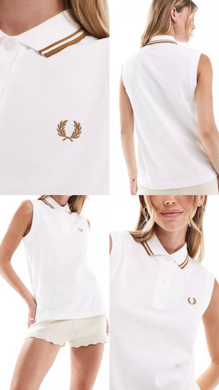 Fred Perry sleeveless polo shirt in white and golden. Tennis sporty look.  Summer, spring, casual look. 

Under £70. Affordable fashion.  Wardrobe staple. Timeless. Gift guide idea for her. Luxury, elegant, clean aesthetic, chic look, feminine fashion, trendy look, workwear, office. 


#LTKworkwear #LTKgiftguide #LTKstyletip
