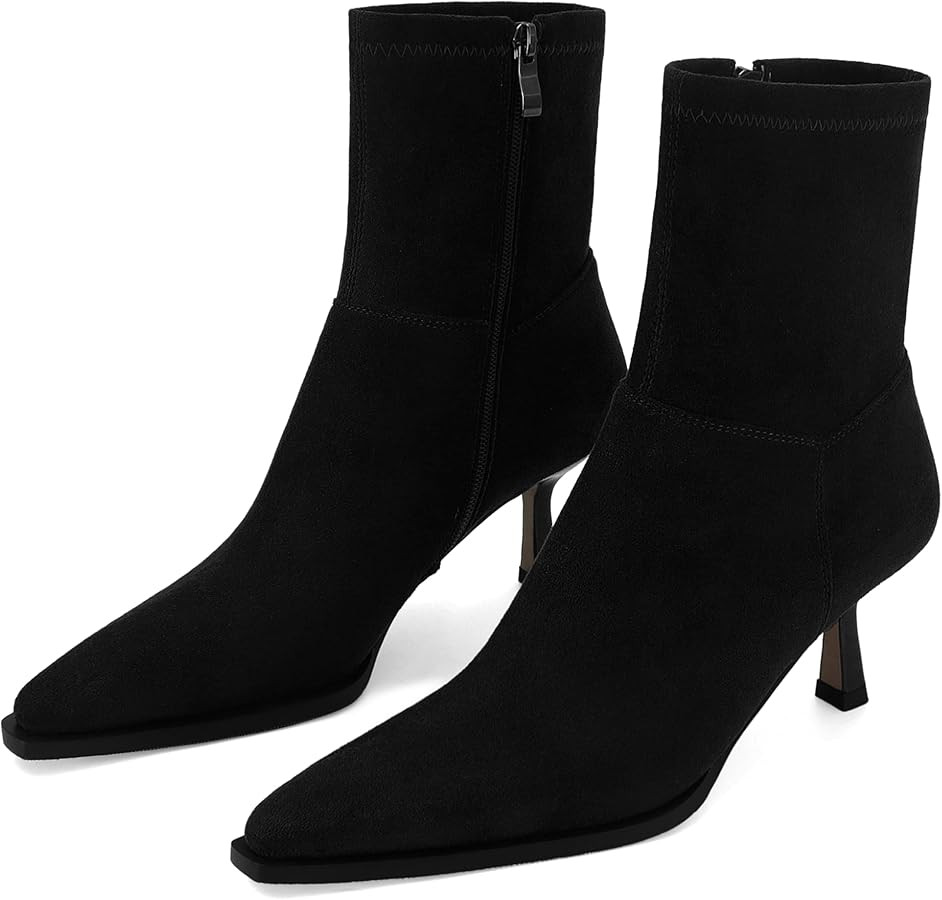 SOVANYOU Women's Dressy Ankle Boots Pointed Toe Kitten Heel Booties with Side Zipper Stylish Comf... | Amazon (US)