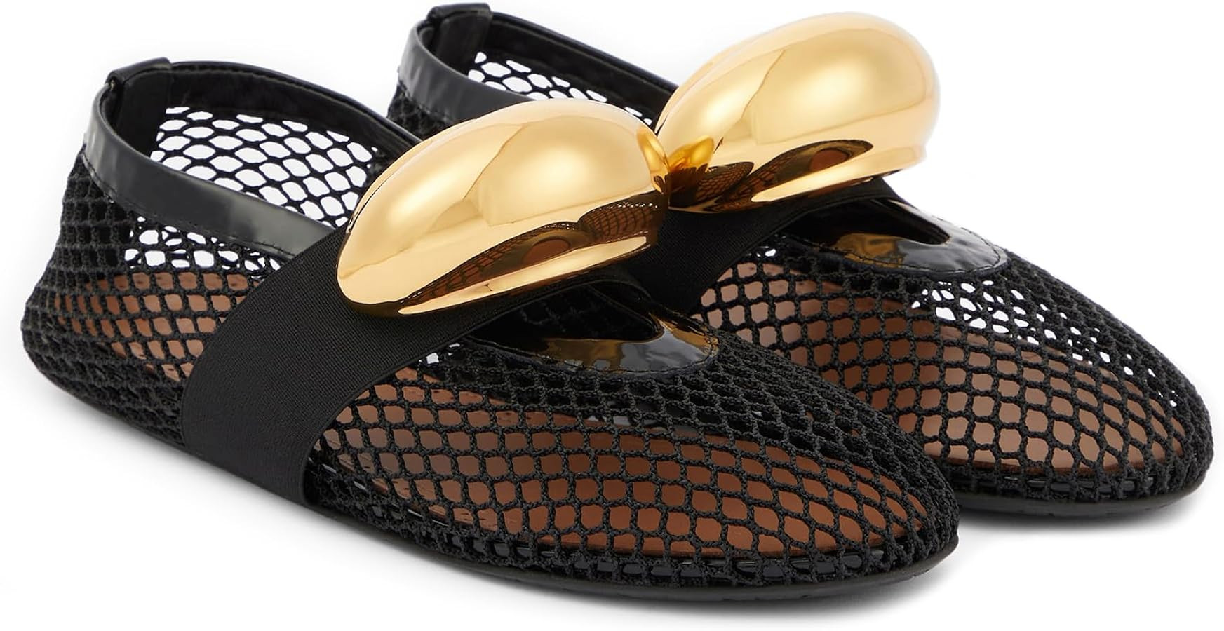 Metal Decor Mesh Ballet Flats Shoes for Women Elastic Strap Slip On Fishnet Ballerina Shoes Comfo... | Amazon (US)