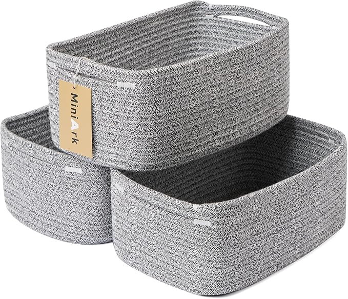 Small Storage Baskets for Organizing | Closet Organizer Bins | Shelf Toy Basket | Woven Rope Bask... | Amazon (US)