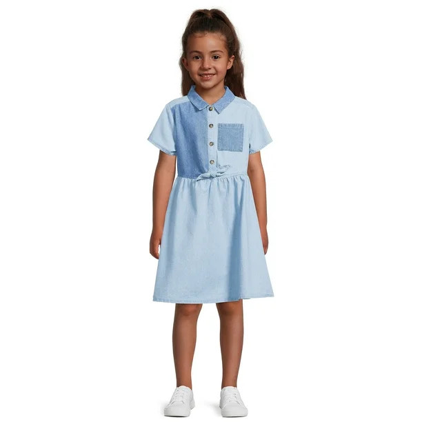 Wonder Nation Girls Tie Front Dress, Sizes 4-18 & Plus | Walmart (US)