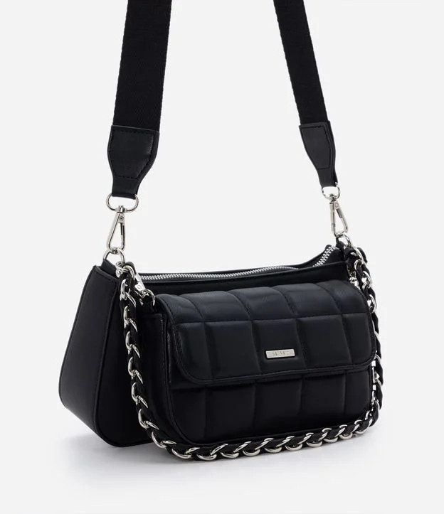 Bolsa Transversal 2x1 Média com Alça em Corrente Preto | Renner (BR)