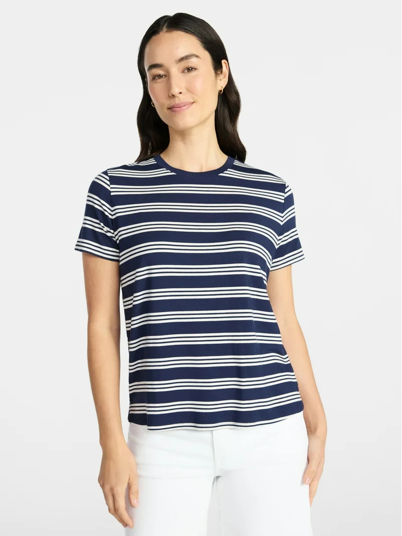 Time and Tru Women's Boxy Tee with Short Sleeves, Sizes XS-XXXL | Walmart (US)