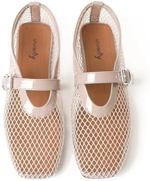 vivianly Mesh Ballet Flats Shoes for Women Flats Comfortable Dressy Round Toe Mesh Flats Fishnet ... | Amazon (US)