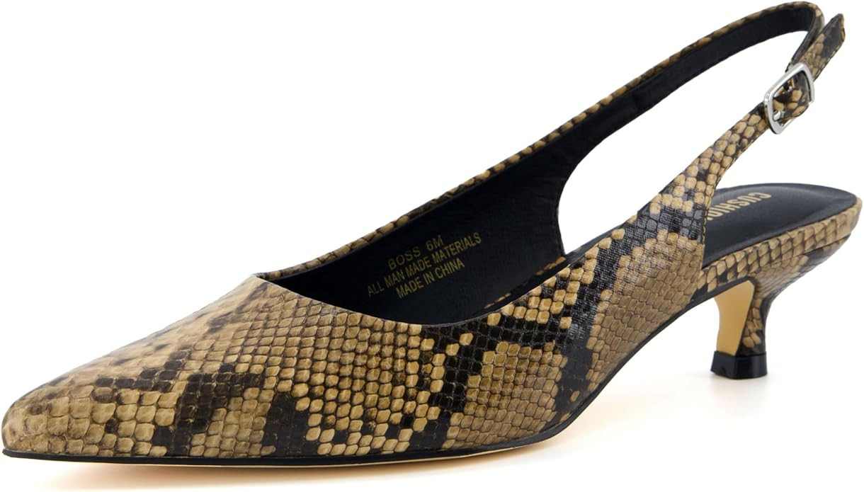 CUSHIONAIRE Women's Boss Kitten Heel Sling Back Dress Shoe +Memory Foam, Wide Widths Available | Amazon (US)