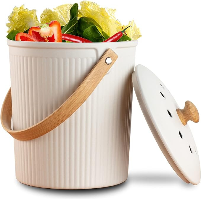 Amazon.com : Kitchen Compost Bin, LALASTAR Countertop Compost Bin with Lid, Made of Sustainable B... | Amazon (US)