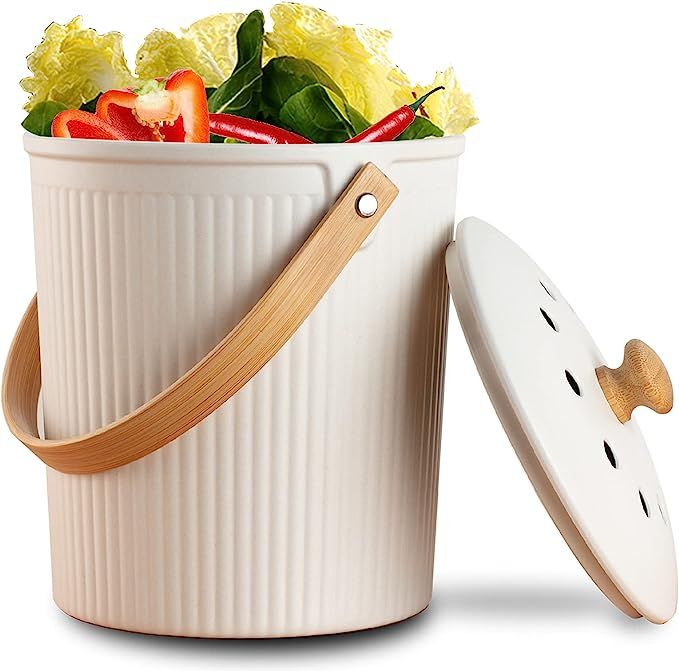Amazon.com : Kitchen Compost Bin, LALASTAR Countertop Compost Bin with Lid, Made of Sustainable B... | Amazon (US)