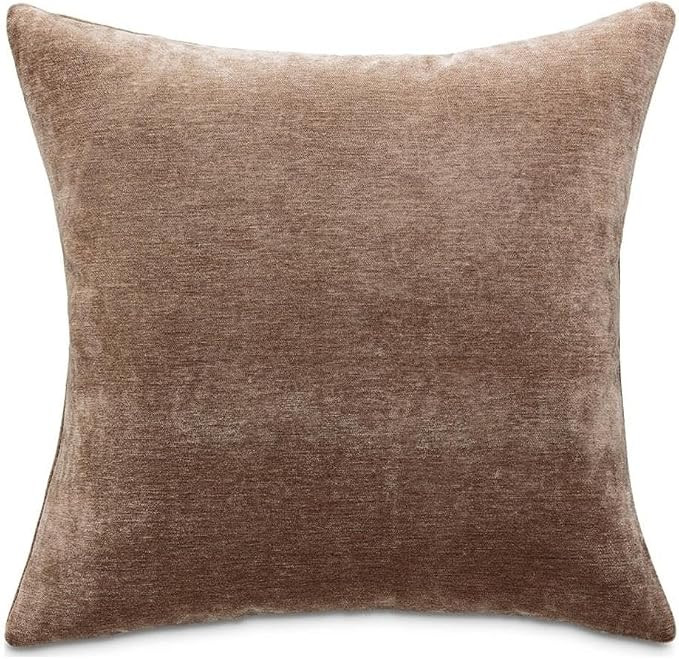 MICHAEL AMINI The Smith 20x20 Square Chenille Pillow in Truffle Brown in Set of 2 | Amazon (US)