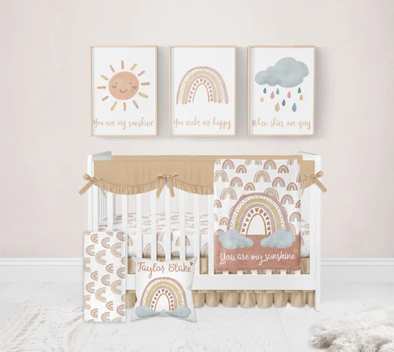 You Are My Sunshine Rainbow Nursery Rainbow Crib Bedding Set - Etsy | Etsy (US)