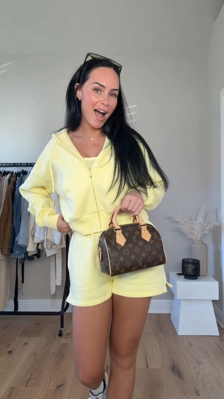 Spring sweat set 🍋💛🌼✨ I’ll have my outfit details on my LTK.

My sizing 5’7, 145lbs, 32dd
I’m wearing size small tops, size medium short 

#LTKgrwm #LTKU #LTKootd