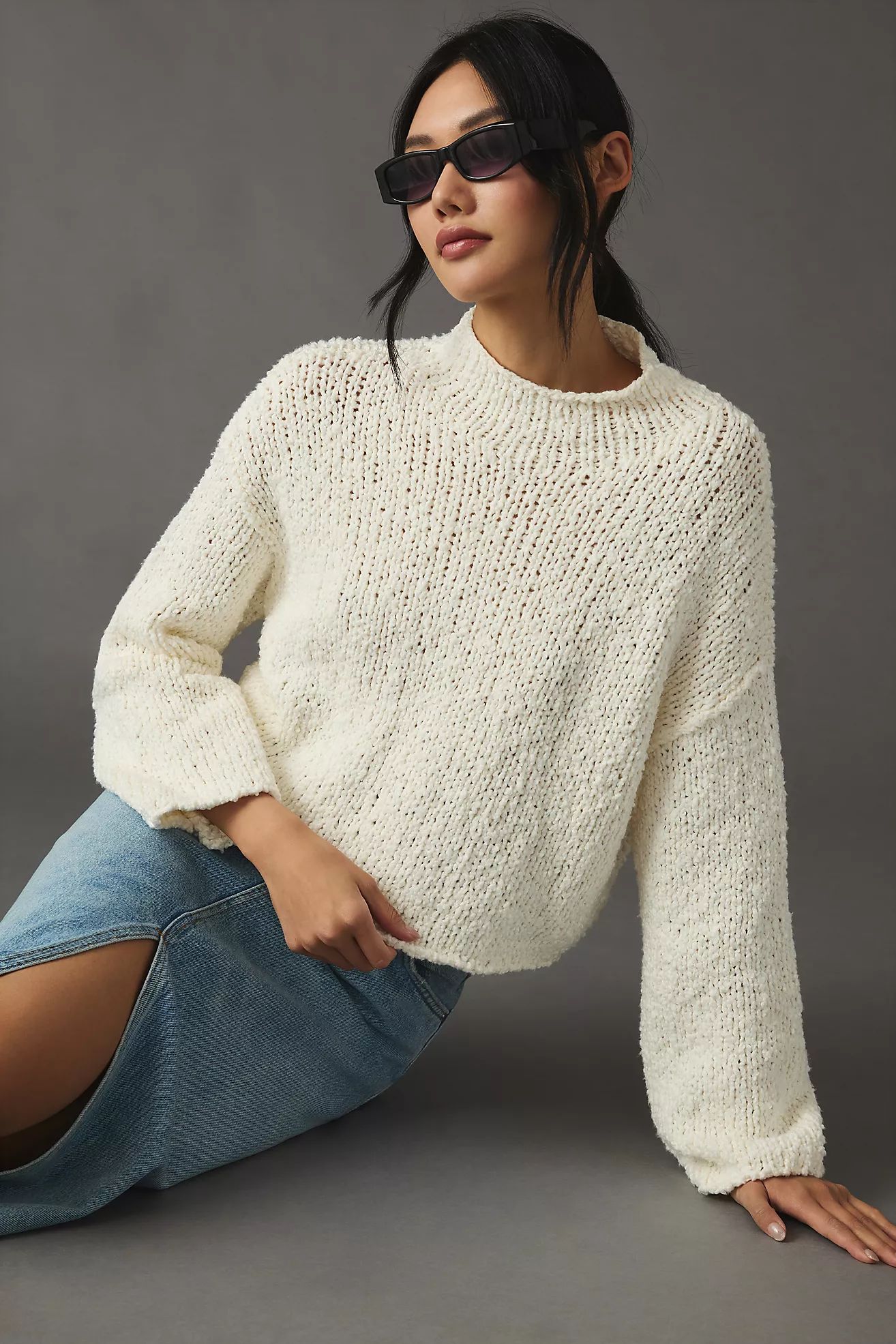 By Anthropologie Cropped Mock-Neck Sweater | Anthropologie (US)