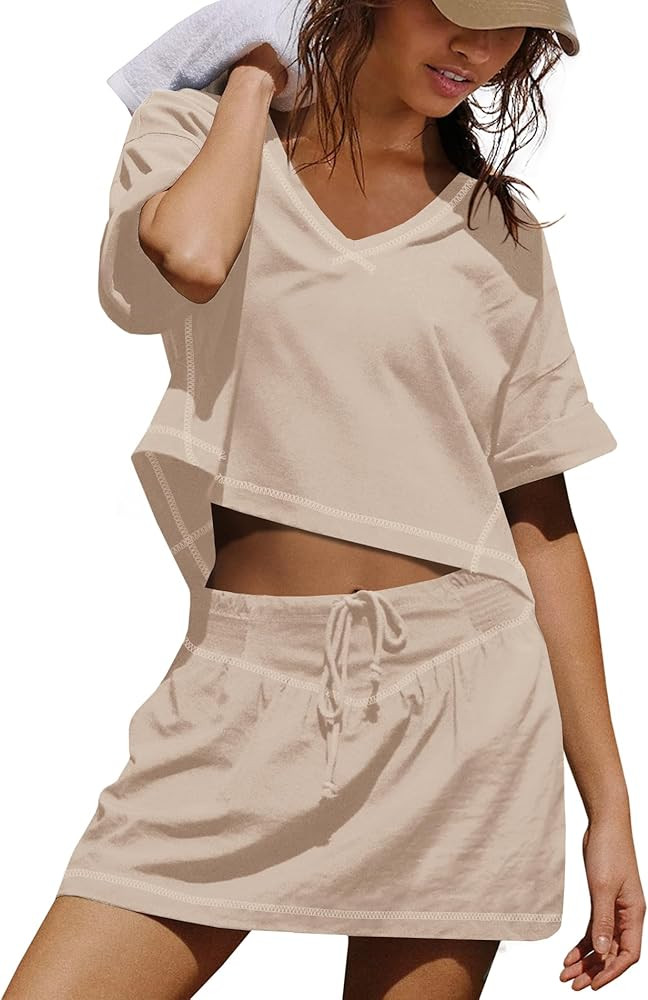 SENSERISE Womens Workout Sets Skort Sets 2 Piece Outfits Golf Clothes Crop Tops and Skirts with S... | Amazon (US)