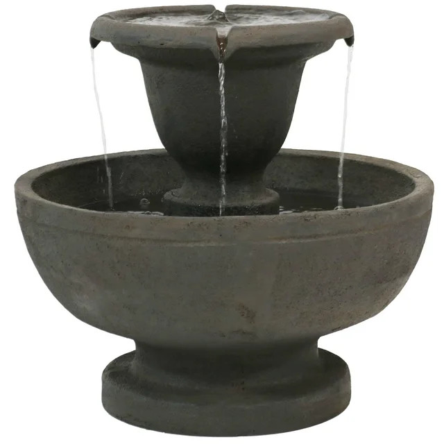 Sunnydaze Streaming Falls Modern Polyresin 2-Tier Outdoor Water Fountain - Walmart.com | Walmart (US)
