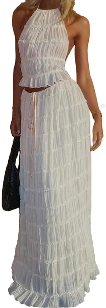 Women Sexy Mini Skirt Set Y2k Strapless Tube Top Bodycon Skirt 2 Piece Outfits Dress Solid Party ... | Amazon (US)