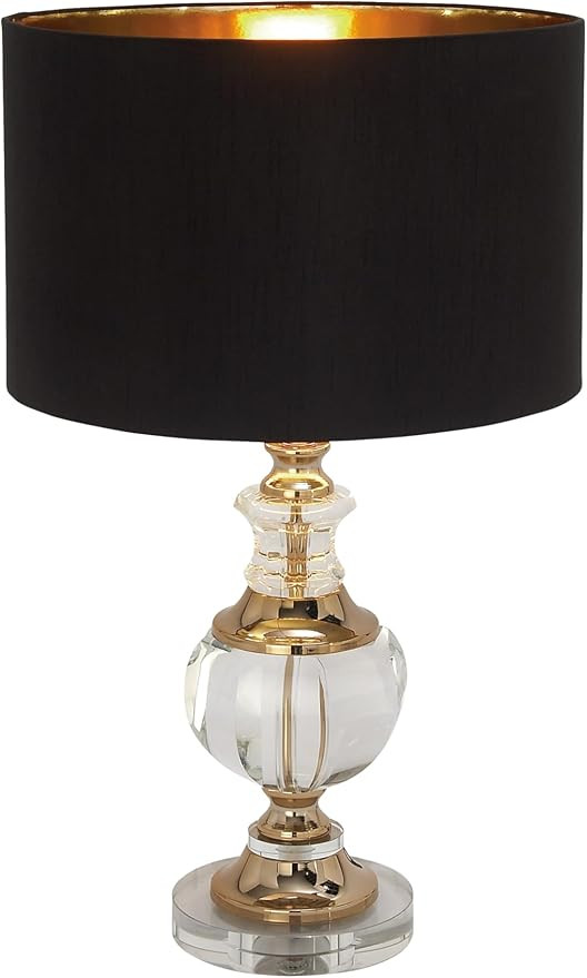 Deco 79 Crystal Room Table Lamp Accent Lamp with Gold Accents, Lamp 14" x 14" x 24", Black | Amazon (US)