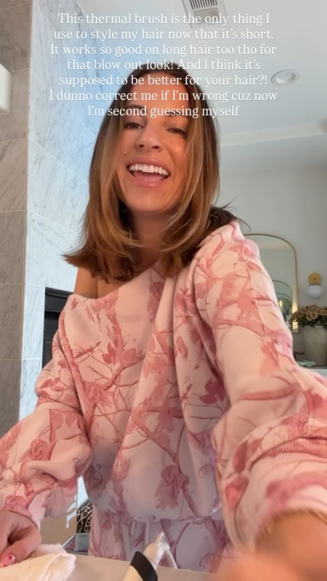 This thermal brush is the only thing I use to style my hair now that it’s short. It works so good on long hair too tho for that blow out look! And I think it’s supposed to be better for your hair?! 
I dunno correct me if I’m wrong cuz now I’m second guessing myself