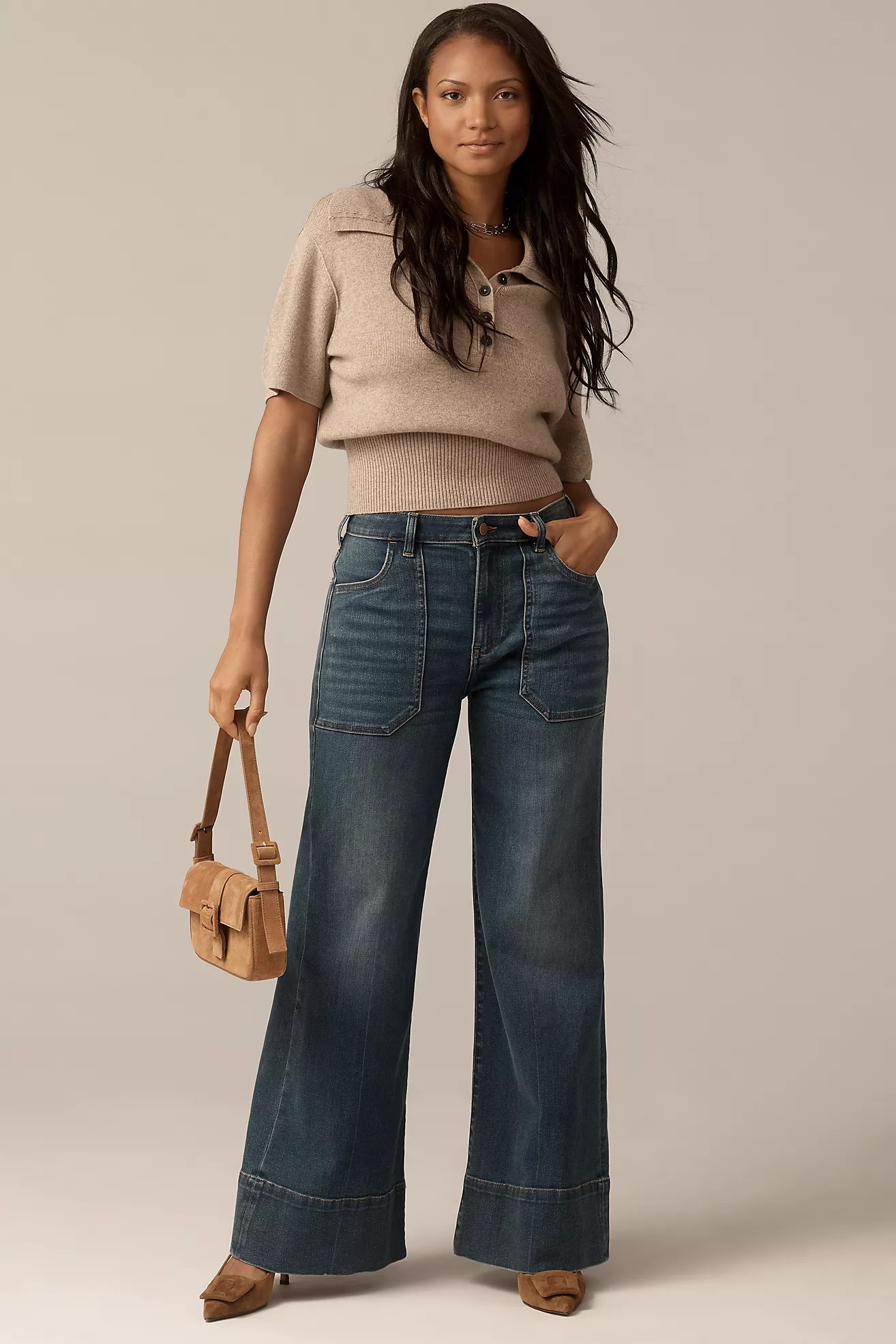 The Curvy Rylan Relaxed High-Rise Flare Jeans by Pilcro | Anthropologie (US)