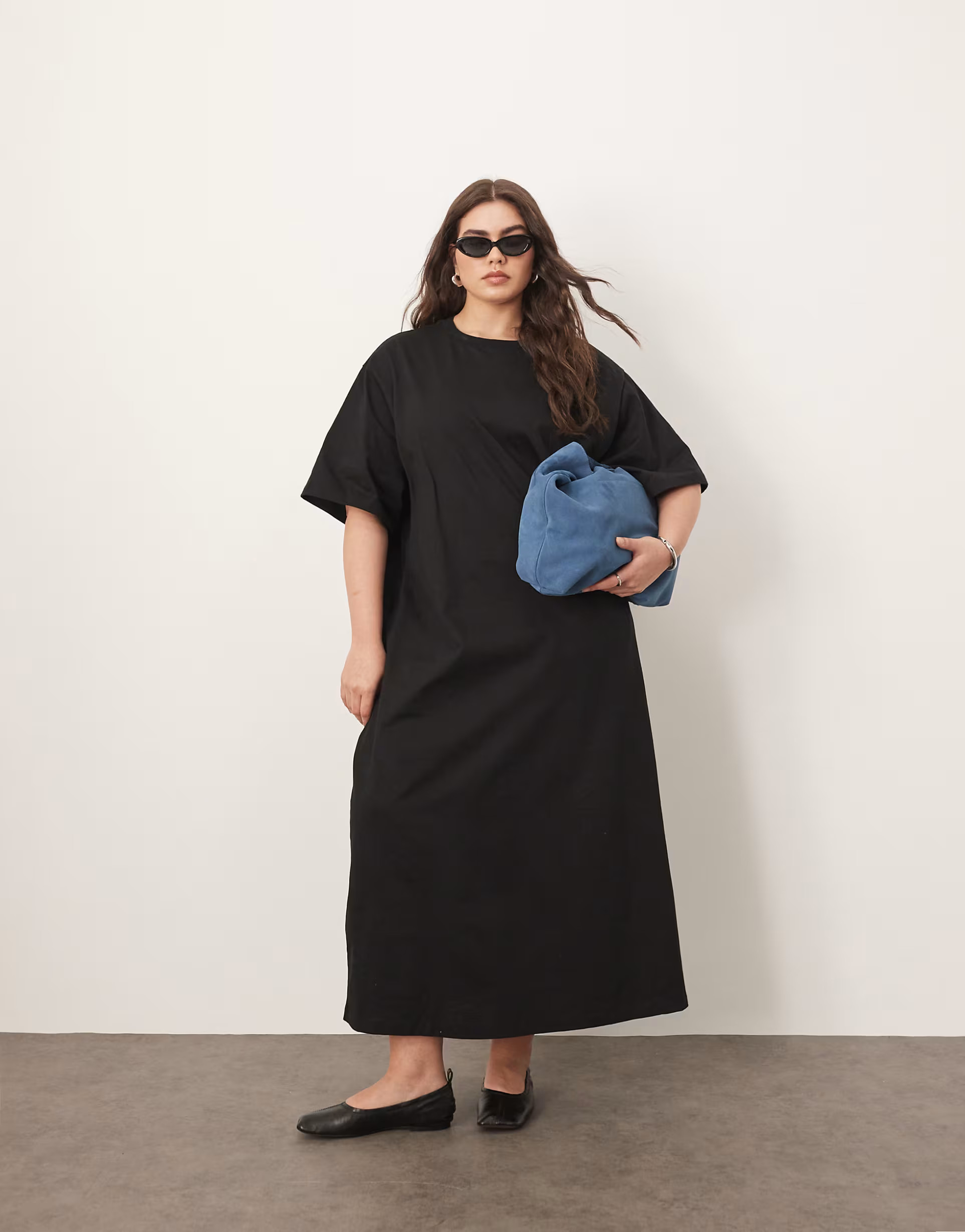 ARRANGE Curve premium heavyweight t shirt midi dress in black | ASOS (Global)