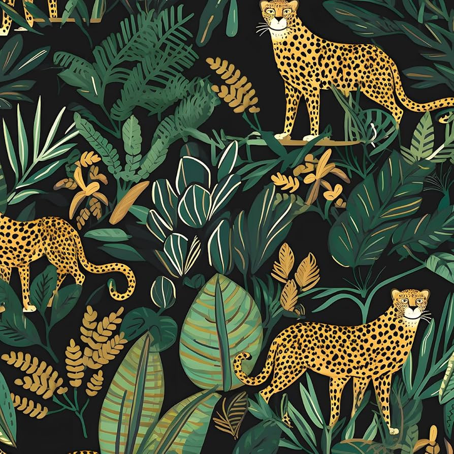 Leopard Wallpaper Peel and Stick Jungle Animal Wallpaper Vinyl Wallpapers Tropical Contact Paper ... | Amazon (US)
