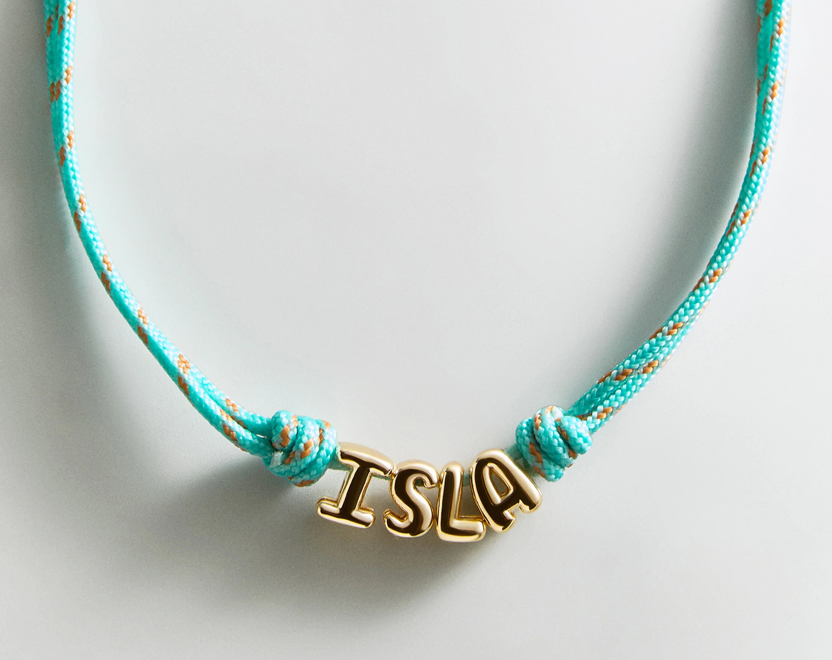 Bubble Letter Custom Paracord Necklace - Turquoise | BaubleBar