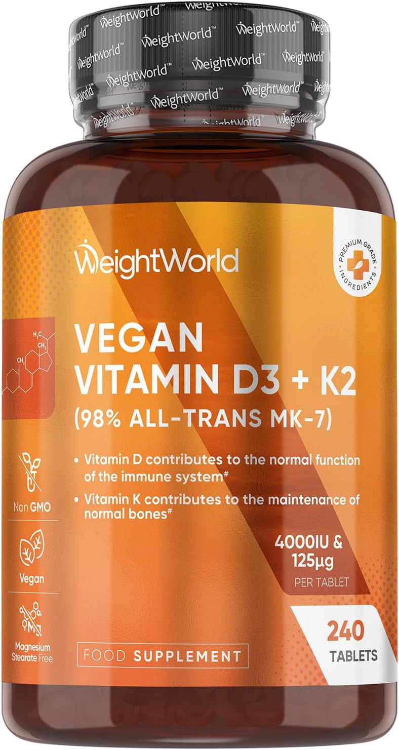 Vitamin D3 4000IU & K2 125μg (MK7) | 240 Easy to Swallow Vitamin D Tablets as Cholecalciferol | ... | Amazon (UK)