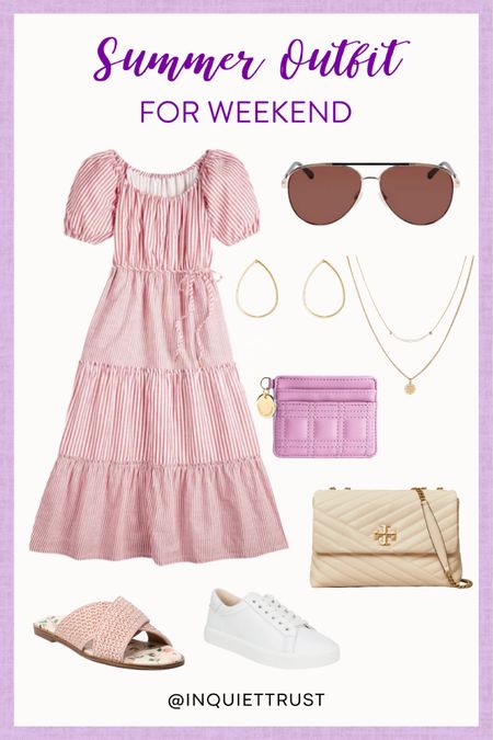 Here's a pink dress, white sneakers, gold accessories and more to wear on weekend getaways! 
#summeroutfit #outfitinspo #vacationstyle #curvyoutfit

#LTKstyletip #LTKSeasonal #LTKFind