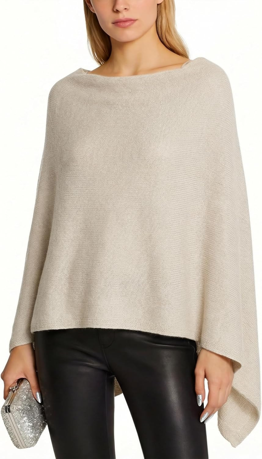 Womens Poncho Shawl Knit Sweater Ponchos Lightweight Wool Blend Wrap | Amazon (US)
