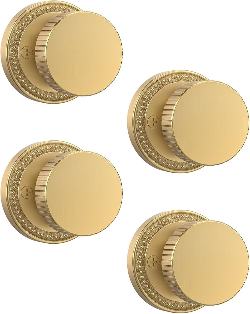 Asidrama 4 Pack Champagne Bronze Passage Door Knobs with Lock, Door Handles with Champagne Bronze... | Amazon (US)