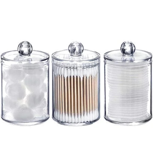 Tbestmax 10 oz Plastic Cotton Swab Ball Pad Holder, Qtip Jar Clear Makeup Organizer, Bathroom Con... | Walmart (US)