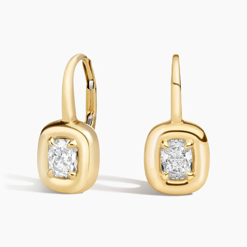 Andrea Cushion Lab Diamond Drop Earrings (7/8 ct. tw.) in 14K Yellow Gold | Brilliant Earth