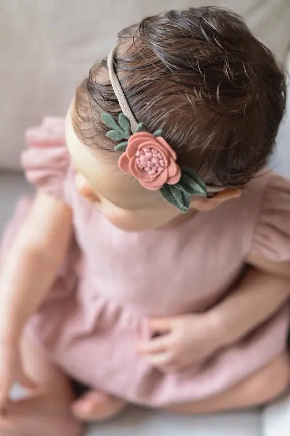 Blush Felt Flower Headband Blush Felt Flower Hair Clip Baby | Etsy | Etsy (US)