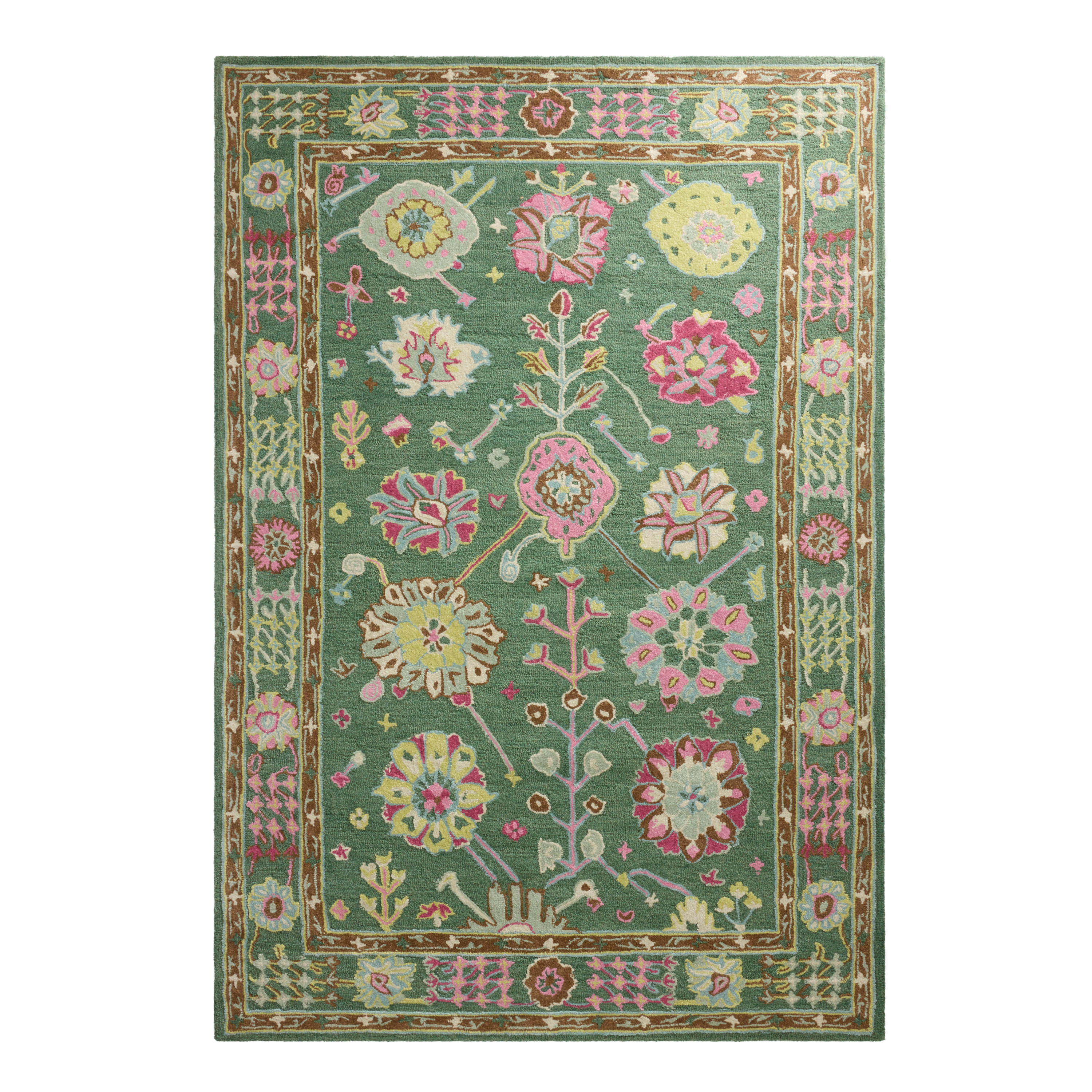 Beatrix Green Multicolor Floral Hand Tufted Wool Area Rug | World Market