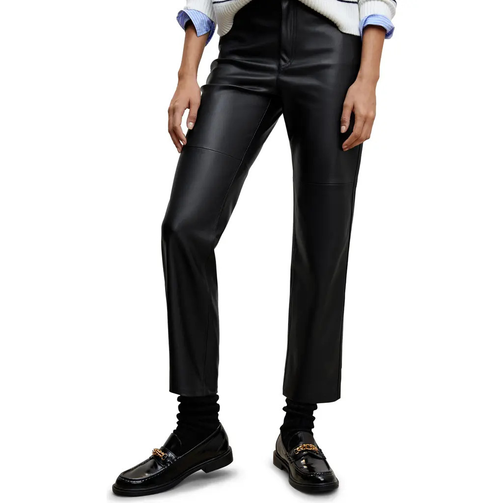 MANGO Straight Leg Faux Leather Pants in Black at Nordstrom, Size 1 | Nordstrom
