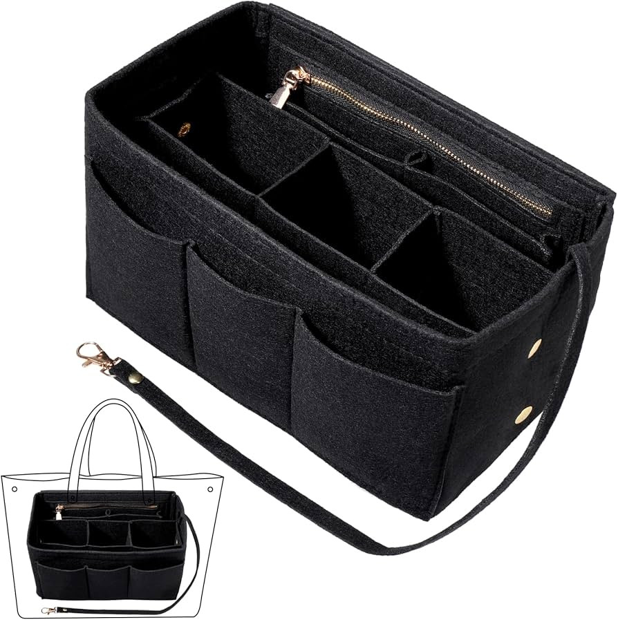 Fentar Tote Bag Organiser Insert, Felt Handbag Organiser Insert with Multiple Compartments and Zi... | Amazon (UK)