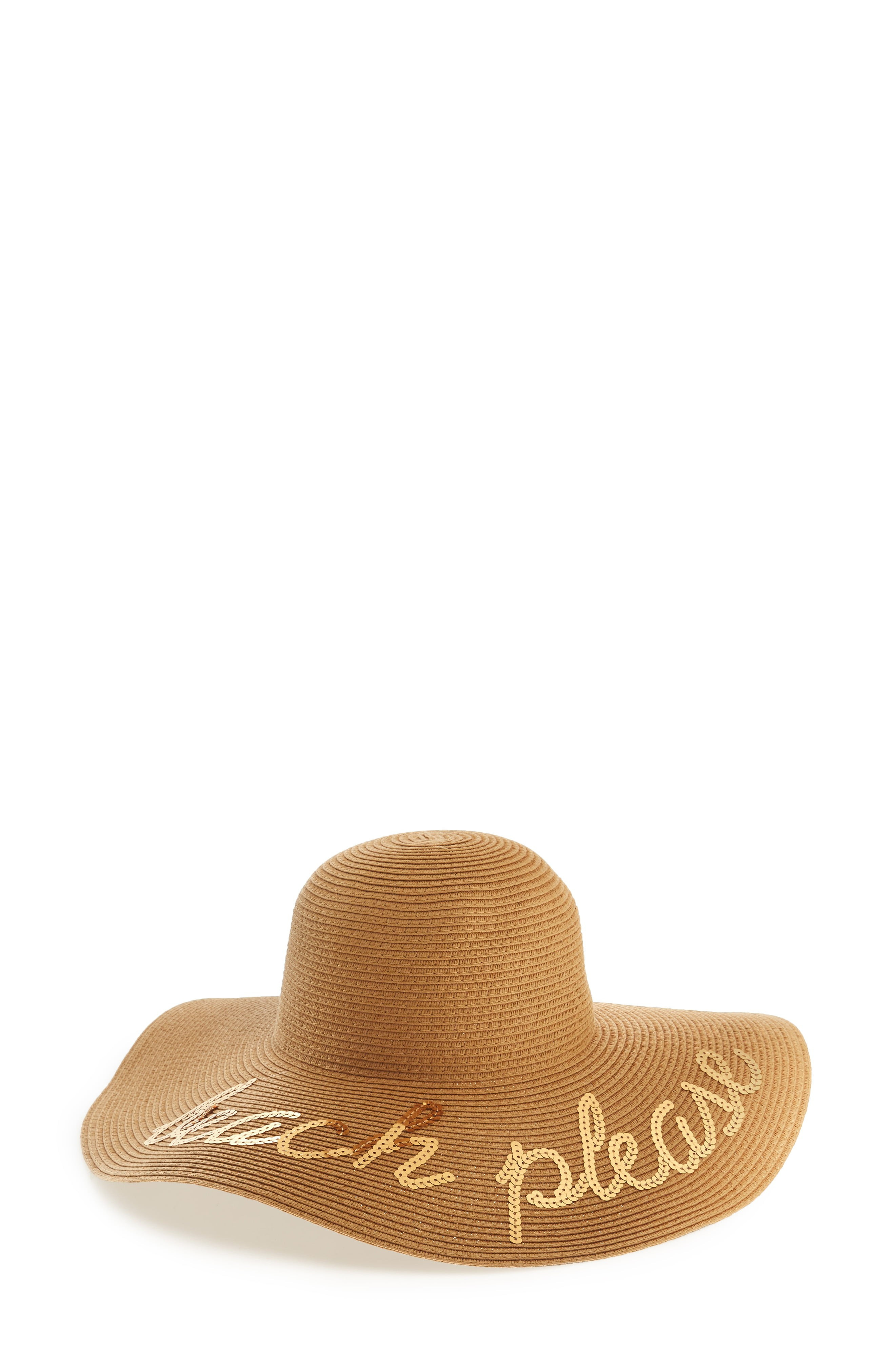 Beach Please Sequin Floppy Straw Hat | Nordstrom
