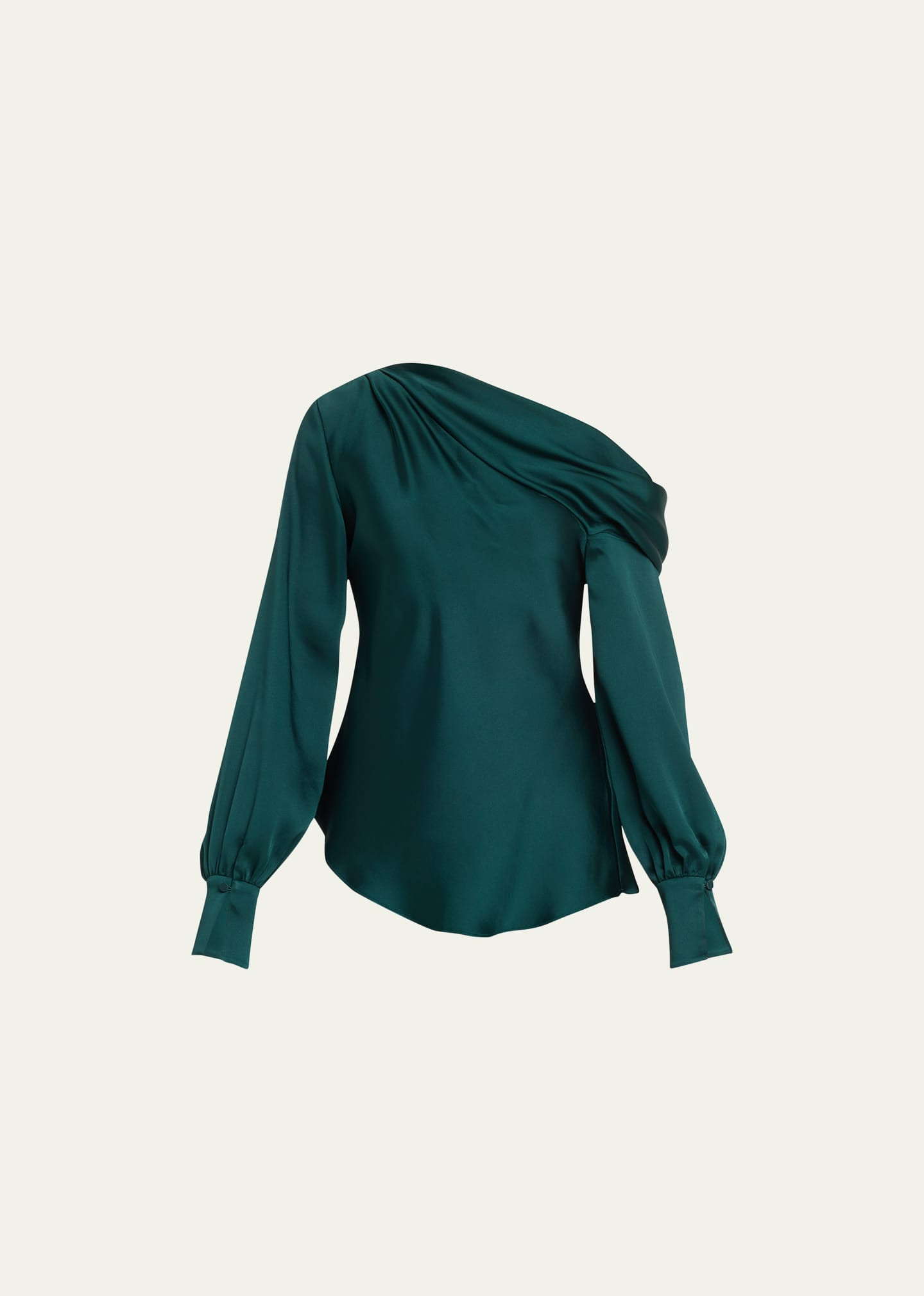 SIMKHAI Alice One-Shoulder Long-Sleeve Satin Top | Bergdorf Goodman