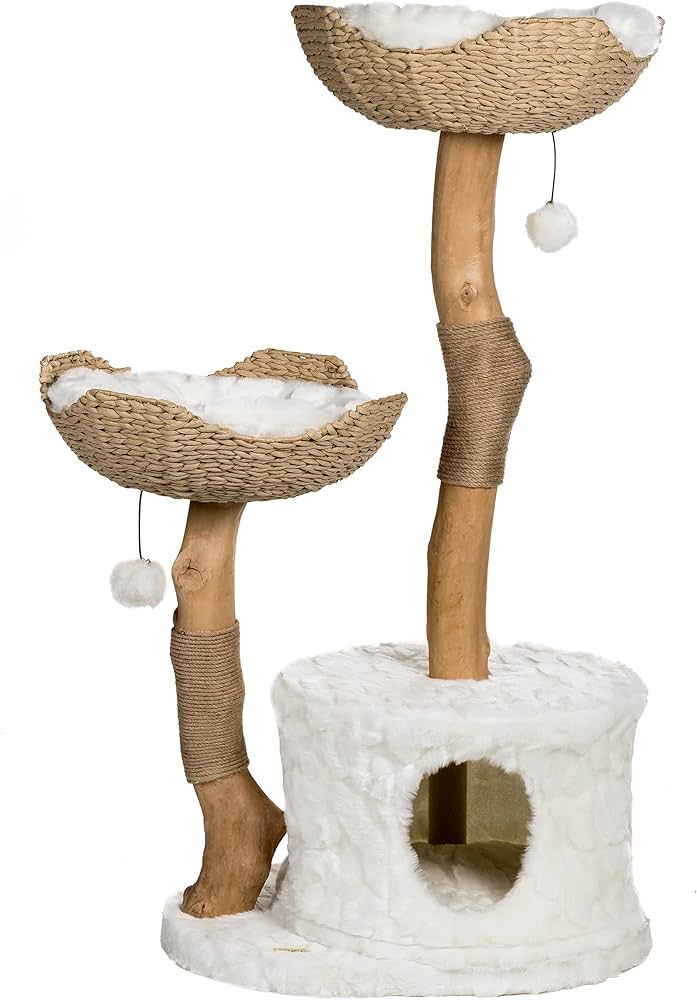 MAU Modern Cat Tree Tower for Large Cats, Real Branch Luxury Cat Condo, Wood Cat Scratching Tree,... | Amazon (US)