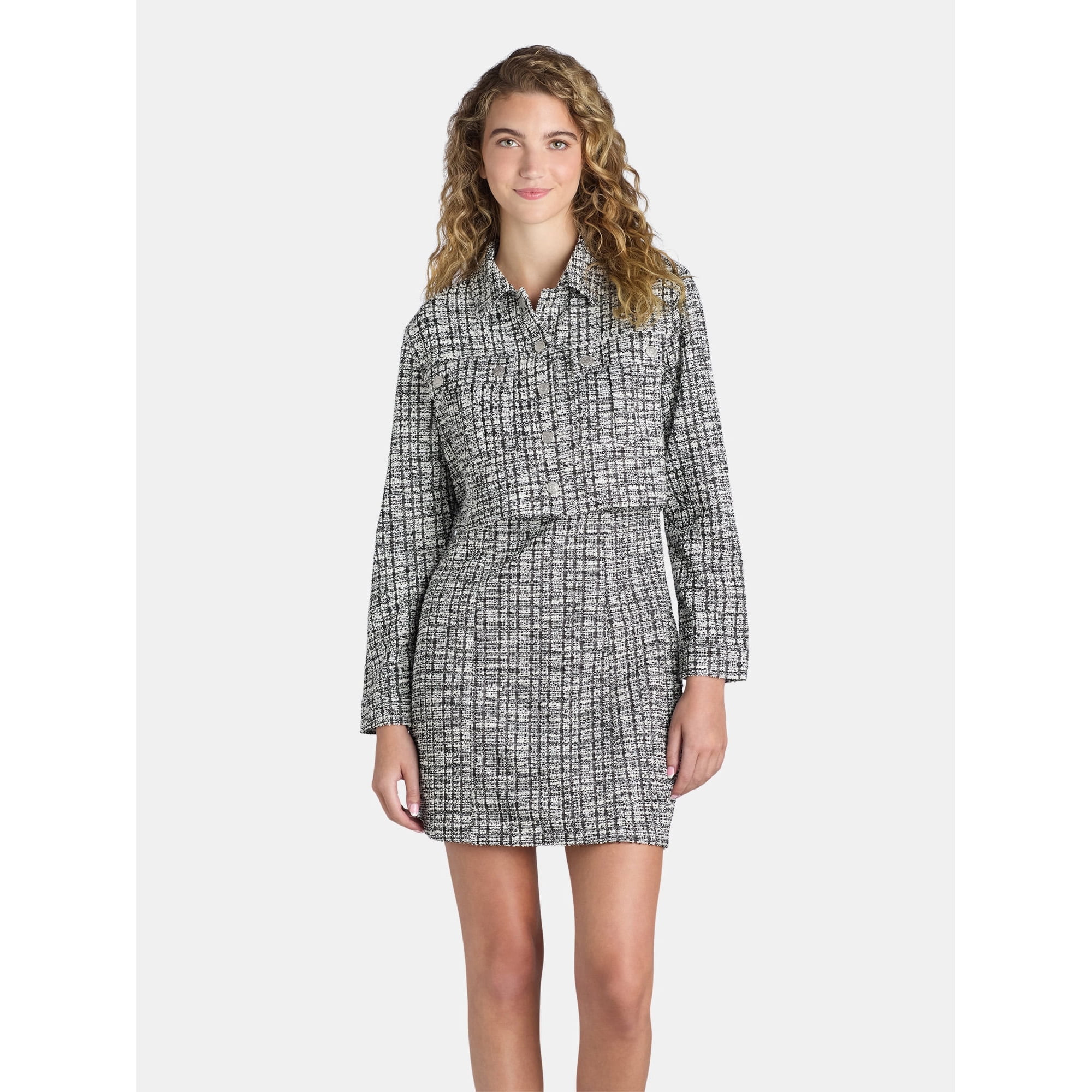 Madden NYC Women's Juniors Boucle Cropped Jacket | Walmart (US)