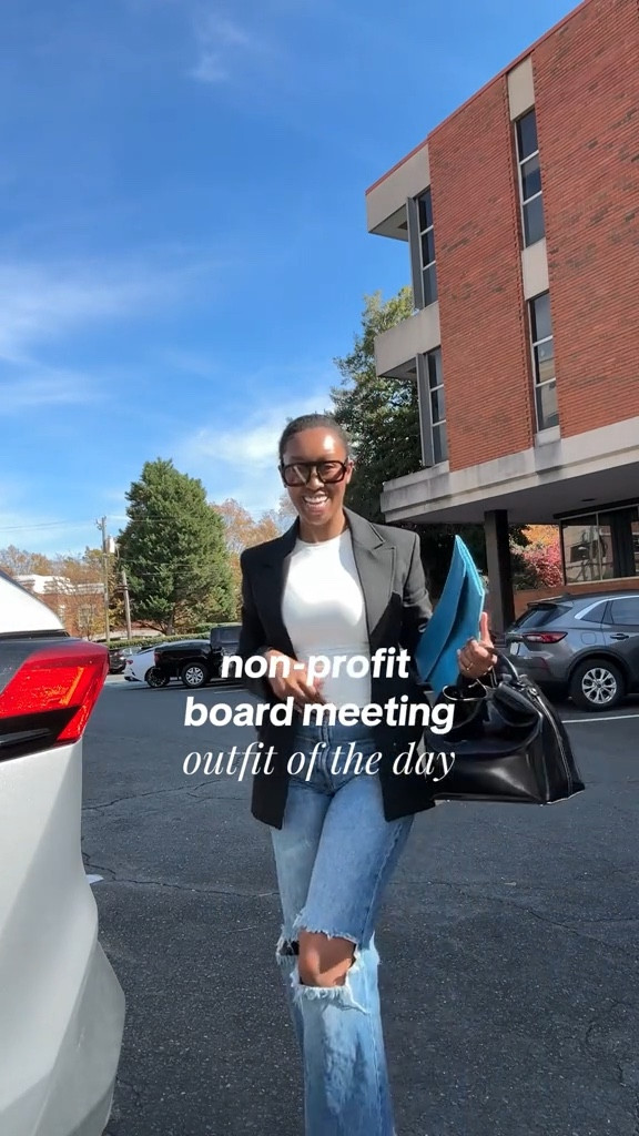 Serious business (casual) today!

This is a great work look if you have a little room to be creative (re: the distressed denim) a tee, structured blazer and smart loafers will never fail you.

This tshirt is so comfy! It’s double lined and feels amazing. Wearing a Small.

#LTKFindsUnder50 #LTKdayinmylife #LTKWorkwear