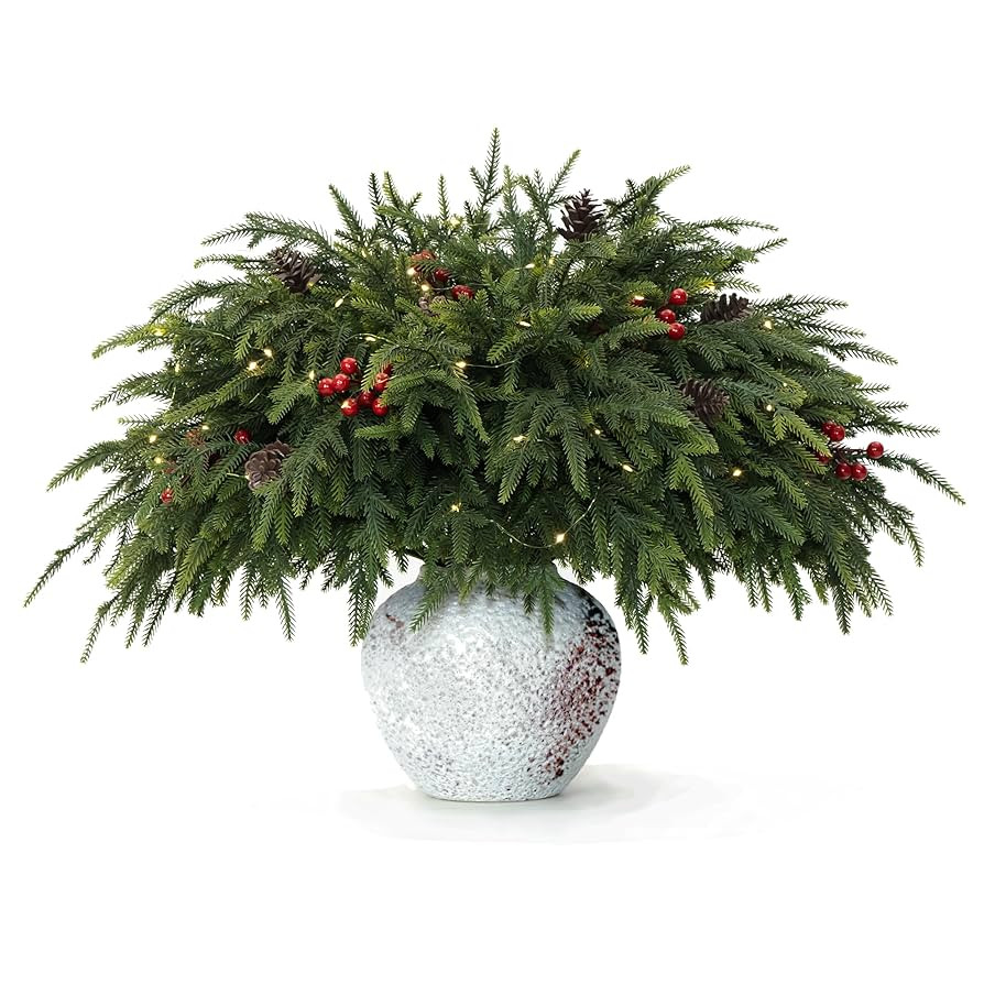 WHANLEY L&Q 20-Piece Set 23" Christmas Norfolk Pine Branches with Lights - Battery Operated Chris... | Amazon (US)