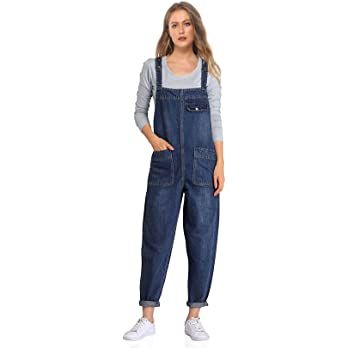 Soojun Women's Casual Baggy Denim Bib Overall | Amazon (US)