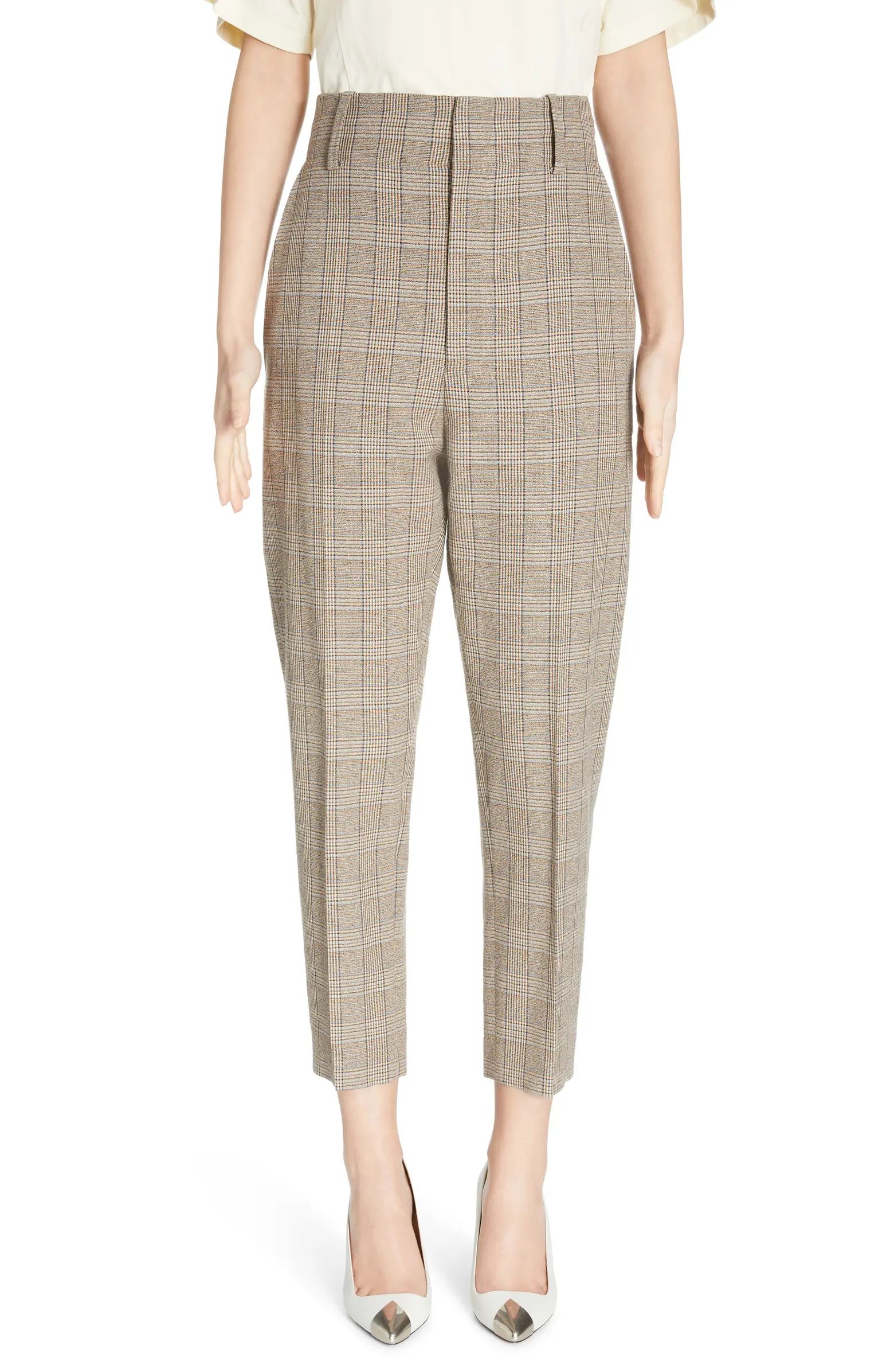 Lagao Plaid Cotton Blend Ankle Trousers | Nordstrom