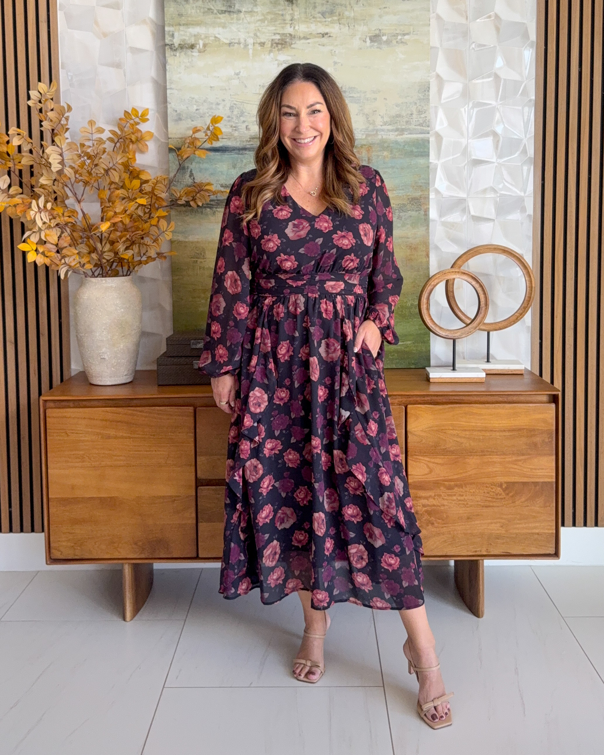This dress is giving all the romantic fall vibes without feeling too dressy. Add a simple sandal and you are on your way! 🤎 Wearing tts, L

#LTKSeasonal #LTKOver40 #LTKMidsize