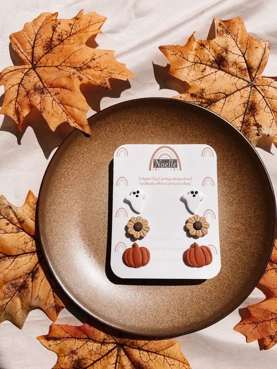 Fall Stud Packs | POLYMER CLAY EARRINGS | Fall Earrings | Ghost Clay Earrings | Pumpkin Clay Earr... | Etsy (US)