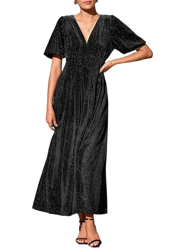 Women's Velvet Maxi Dress Formal Dresses for Wedding Guest Dress | Amazon (US)